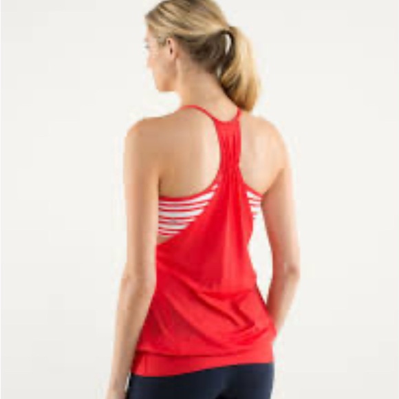 Lululemon No Limits Tank too Love Red / Twin Stripe‎ Love Red Sz 4 - Picture 2 of 9